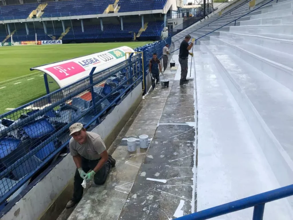 Impermeabilização e proteção das bancadas do Estádio de Podgorica – Montenegro — fotografia 4
