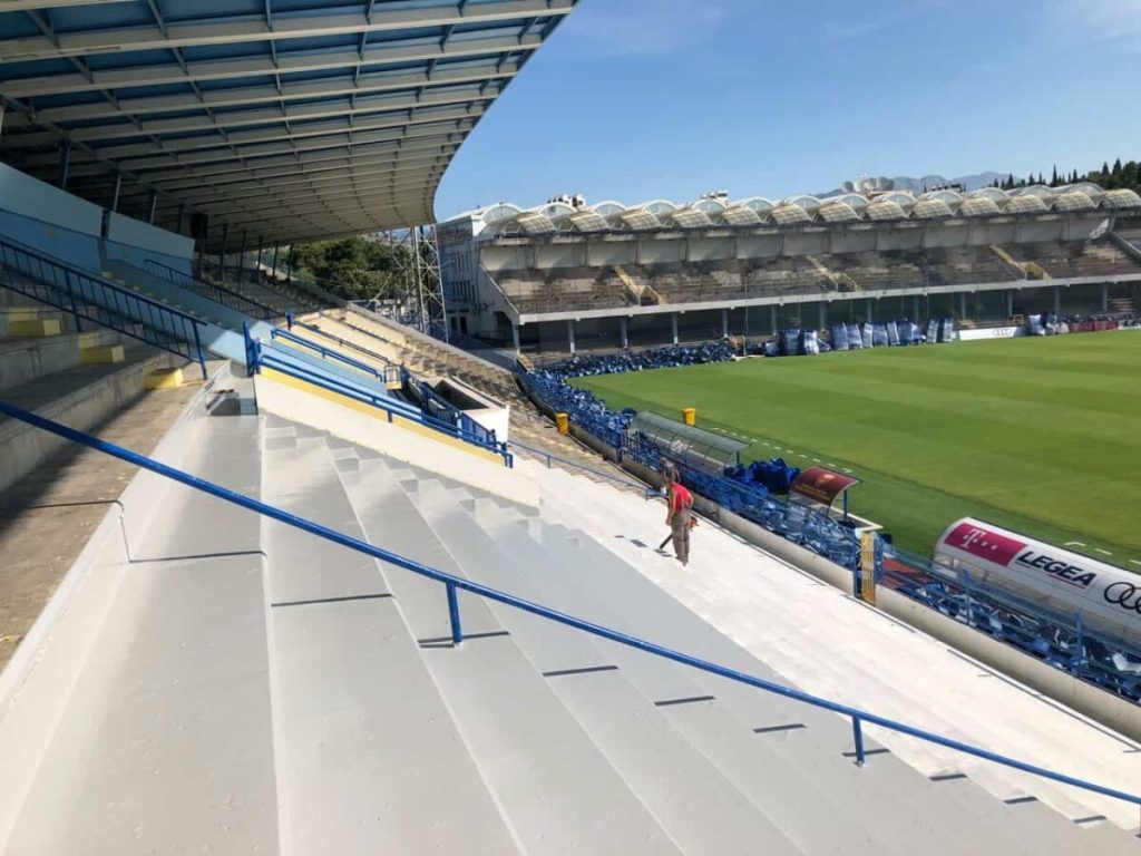 Impermeabilização e proteção das bancadas do Estádio de Podgorica – Montenegro — fotografia 5