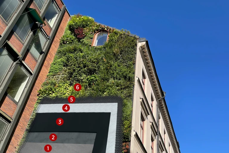 Sistema de Impermeabilização de Jardins Verticais com HYPERDESMO®-PB — imagem das camadas